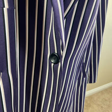 Load image into Gallery viewer, Torrid Purple Studio Crepe Boyfriend Blazer longline pinstripe pattern size 4