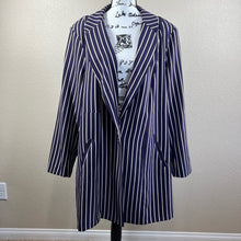 Load image into Gallery viewer, Torrid Purple Studio Crepe Boyfriend Blazer longline pinstripe pattern size 4