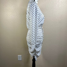 Load image into Gallery viewer, Zara White Black Polka Dot Mini Dress Ruched Draped Size bodycon pin up size S
