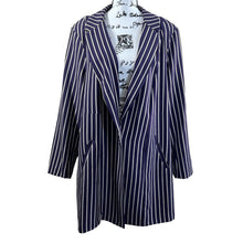 Load image into Gallery viewer, Torrid Purple Studio Crepe Boyfriend Blazer longline pinstripe pattern size 4