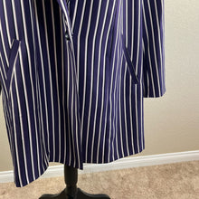 Load image into Gallery viewer, Torrid Purple Studio Crepe Boyfriend Blazer longline pinstripe pattern size 4