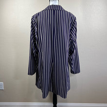 Load image into Gallery viewer, Torrid Purple Studio Crepe Boyfriend Blazer longline pinstripe pattern size 4