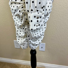 Load image into Gallery viewer, Zara White Black Polka Dot Mini Dress Ruched Draped Size bodycon pin up size S