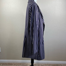 Load image into Gallery viewer, Torrid Purple Studio Crepe Boyfriend Blazer longline pinstripe pattern size 4