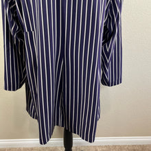 Load image into Gallery viewer, Torrid Purple Studio Crepe Boyfriend Blazer longline pinstripe pattern size 4