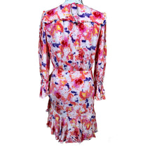 Load image into Gallery viewer, Betsey Johnson pink dress floral side ruched long sleeve size10 soft girl barbie