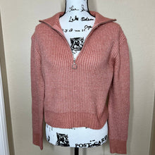 Load image into Gallery viewer, Jessica Simpson sweater rusty light coral long sleeve knit half front zip size XS
