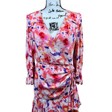 Load image into Gallery viewer, Betsey Johnson pink dress floral side ruched long sleeve size10 soft girl barbie