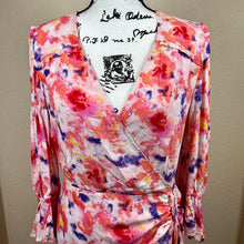 Load image into Gallery viewer, Betsey Johnson pink dress floral side ruched long sleeve size10 soft girl barbie