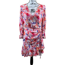 Load image into Gallery viewer, Betsey Johnson pink dress floral side ruched long sleeve size10 soft girl barbie