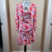 Load image into Gallery viewer, Betsey Johnson pink dress floral side ruched long sleeve size10 soft girl barbie