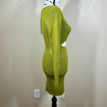 Load image into Gallery viewer, House of Harlow 1960 green ribbed dress long sleeve baddie size S party