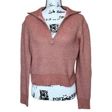 Load image into Gallery viewer, Jessica Simpson sweater rusty light coral long sleeve knit half front zip size XS
