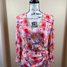 Load image into Gallery viewer, Betsey Johnson pink dress floral side ruched long sleeve size10 soft girl barbie