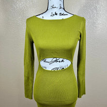 Load image into Gallery viewer, House of Harlow 1960 green ribbed dress long sleeve baddie size S party
