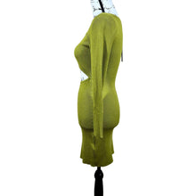 Load image into Gallery viewer, House of Harlow 1960 green ribbed dress long sleeve baddie size S party