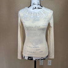 Load image into Gallery viewer, Zara cream sweater women ribbed embroidered collar knit sweater size M