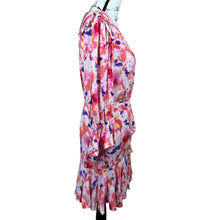 Load image into Gallery viewer, Betsey Johnson pink dress floral side ruched long sleeve size10 soft girl barbie