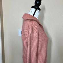 Load image into Gallery viewer, Jessica Simpson sweater rusty light coral long sleeve knit half front zip size XS