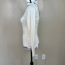 Load image into Gallery viewer, Zara cream sweater women ribbed embroidered collar knit sweater size M