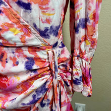 Load image into Gallery viewer, Betsey Johnson pink dress floral side ruched long sleeve size10 soft girl barbie