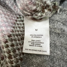 Load image into Gallery viewer, Pink Rose heather gray sweater pink geometric plaid V neck long sleeve size M