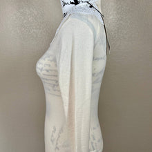 Load image into Gallery viewer, Zara cream sweater women ribbed embroidered collar knit sweater size M