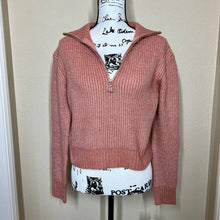 Load image into Gallery viewer, Jessica Simpson sweater rusty light coral long sleeve knit half front zip size XS