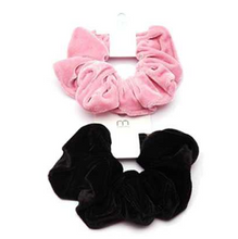 Load image into Gallery viewer, Hair Scrunchies Pink & Black Velvet Hair Scrunchies 2pcs