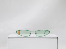 Load image into Gallery viewer, Sunglasses SLICK CAT EYE Green with Yellow Stripe