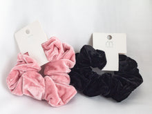 Load image into Gallery viewer, Hair Scrunchies Pink & Black Velvet Hair Scrunchies 2pcs