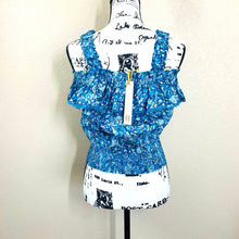 Load image into Gallery viewer, House of Harlow 1960 women top blue floral off shoulder top size M