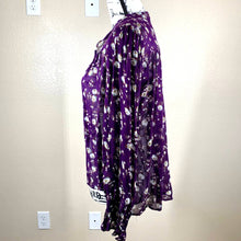 Load image into Gallery viewer, Women Top Zara Purple Floral Print Gauze Long Sleeve Top Size S