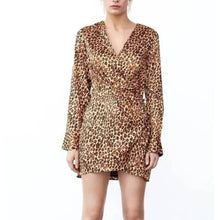 Load image into Gallery viewer, ZARA women dress Leopard print long sleeve wrap bodycon dress size M