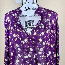 Load image into Gallery viewer, Women Top Zara Purple Floral Print Gauze Long Sleeve Top Size S