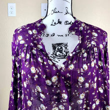 Load image into Gallery viewer, Women Top Zara Purple Floral Print Gauze Long Sleeve Top Size S