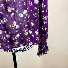 Load image into Gallery viewer, Women Top Zara Purple Floral Print Gauze Long Sleeve Top Size S