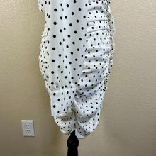 Load image into Gallery viewer, Zara White Black Polka Dot Mini Dress Ruched Draped Size bodycon pin up size S
