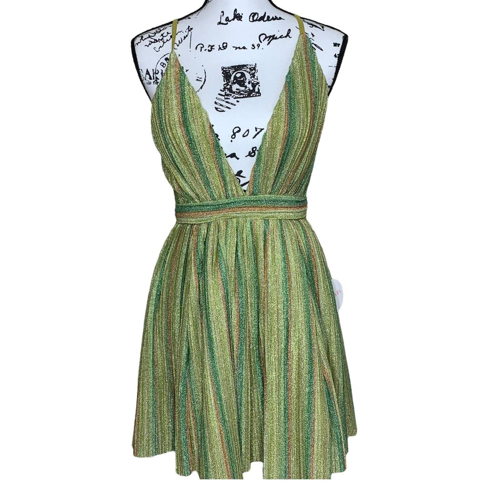 LUXXEL green dress women Lime green Glitter omber mini tutu dress size –  RELM3125