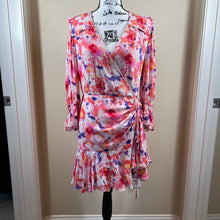 Load image into Gallery viewer, Betsey Johnson pink dress floral side ruched long sleeve size10 soft girl barbie
