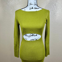 Load image into Gallery viewer, House of Harlow 1960 green ribbed dress long sleeve baddie size S party
