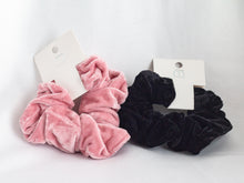 Load image into Gallery viewer, Hair Scrunchies  Pink &amp; Black Velvet Hair Scrunchies 2pcs
