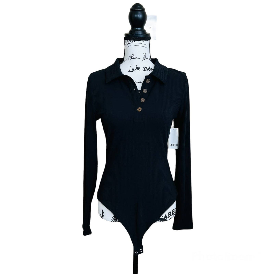 Bar III women bodysuit black long sleeve bodysuit
