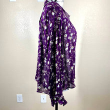 Load image into Gallery viewer, Women Top Zara Purple Floral Print Gauze Long Sleeve Top Size S
